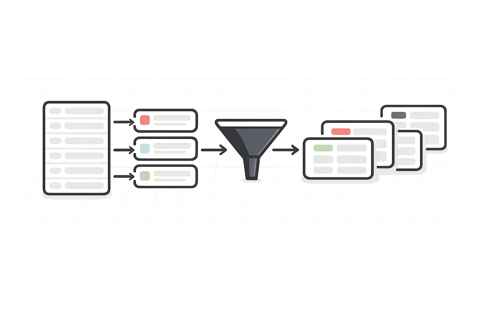 visual workflow showing how to group keywords by intent in google sheets using labels filters and clusters to avoid keyword cannibalization